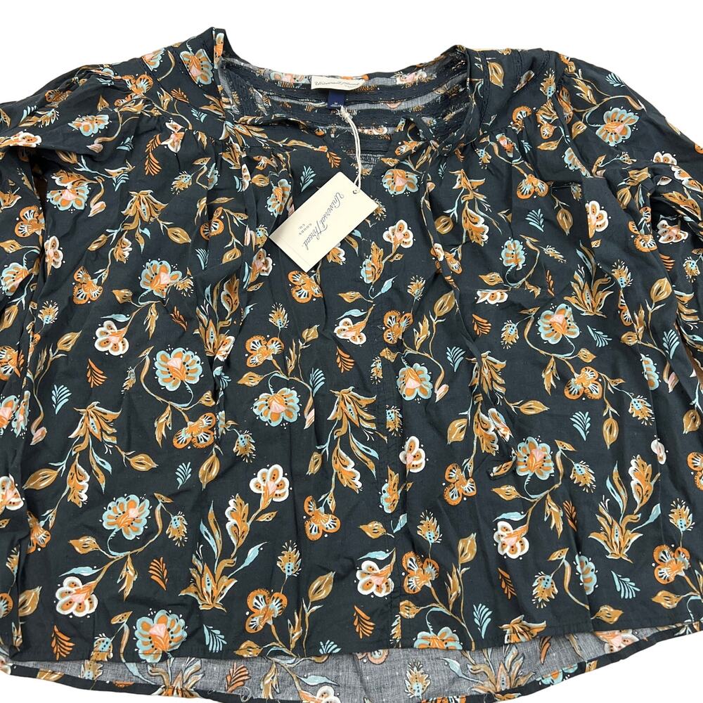 Universal Thread Women's Black Floral Tie-Front Blouse - Size Small - NWT